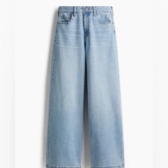 H&M Light Blue High Waist Wide Leg Jeans for Women - SZ 8 NWT - Picture 3 of 10